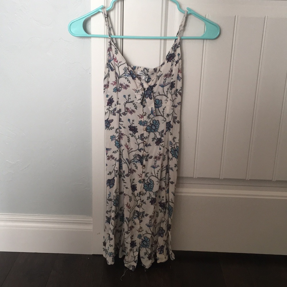 Button up floral white dress